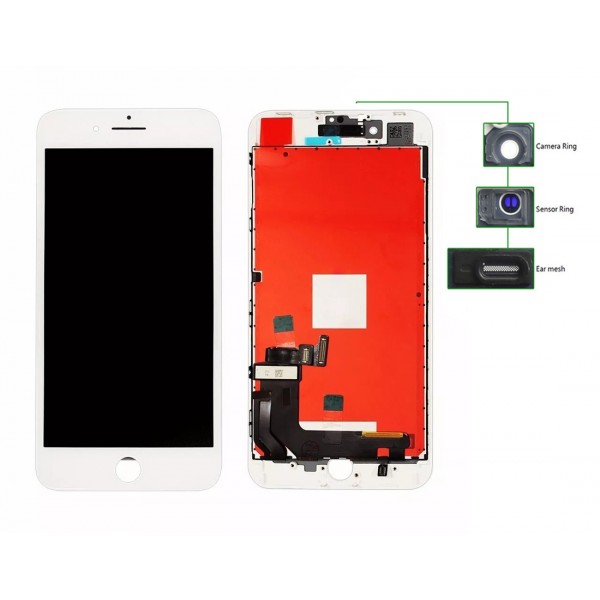 TIANMA High Copy LCD iPhone 8 Plus, Camera-Sensor ring, ear mesh, White - TIANMA