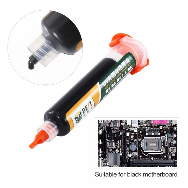 BEST PCB Repairing UV Solder mask ink BST-UVH900, 10cc, μαύρο - Συγκόλληση