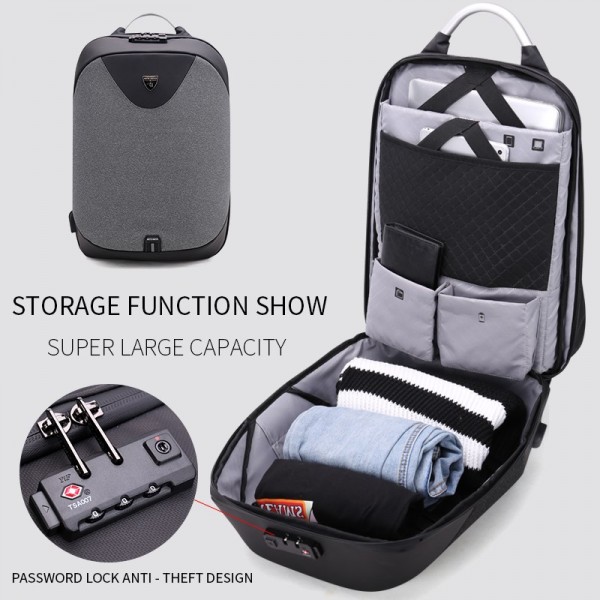 ARCTIC HUNTER τσάντα πλάτης B00208 με θήκη laptop 15.6", λουκέτο TSA, 24L, γκρι - Σπίτι & Gadgets