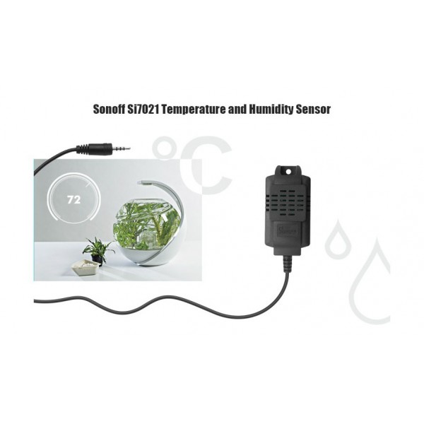 SONOFF Aισθητήρας θερμοκρασίας και υγρασίας SI7021, WiFi, 2.5mm, μαύρο - Ανιχνευτές