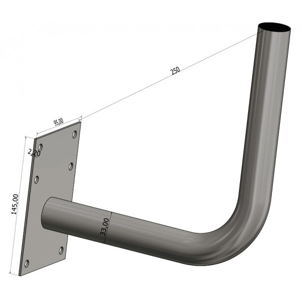 VIKAR Βάση τοίχου 22013, Φ33x250mm x2mm - Κεραίες TV - Αποκωδικοποιητές