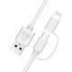 POWERTECH καλώδιο USB σε Micro/Lightning PT-707, MFi, 2.4A, 1m, λευκό