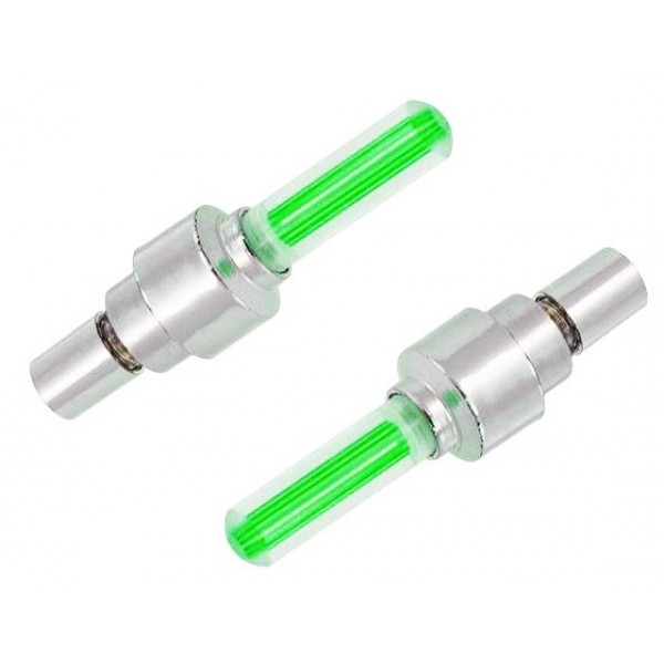 Καπάκι βαλβίδας ποδηλάτου AG304B, LED, 6.5cm, 2τμχ, πράσινο - Αξεσουάρ Ποδηλάτου