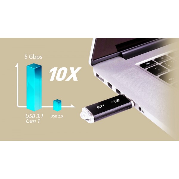 SILICON POWER USB Flash Drive Blaze B02, 32GB, USB 3.2, μαύρο - Silicon Power