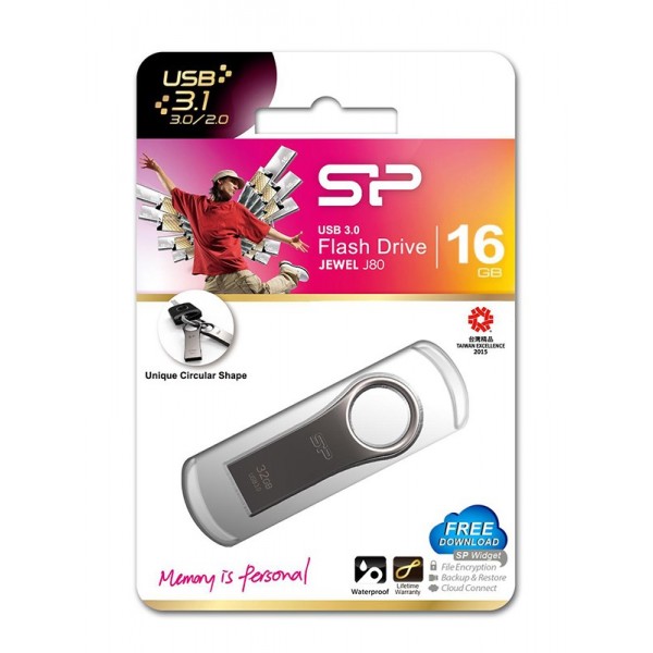 SILICON POWER USB Flash Drive Jewel 80, 16GB, USB 3.2, ασημί - USB Flash Drives