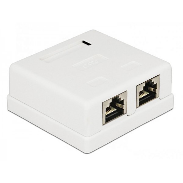 POWERTECH επιτοίχια πρίζα δικτύου CAB-N130, 2 θυρών, Cat.6 UTP, λευκή - Διάφορα Δικτύου