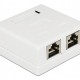 POWERTECH επιτοίχια πρίζα δικτύου CAB-N130, 2 θυρών, Cat.6 UTP, λευκή