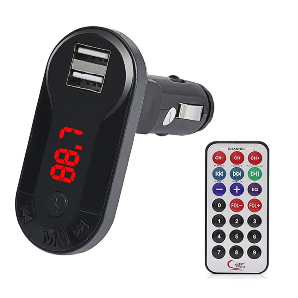 Car FM Transmitter T26 με LCD οθόνη, USB, SD, μαύρο - UNBRANDED