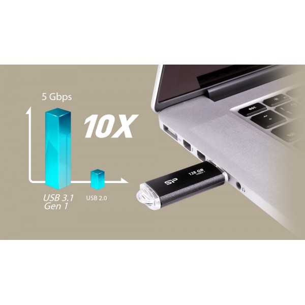 SILICON POWER USB Flash Drive Blaze B02, 128GB, USB 3.2, μαύρο - USB Flash Drives