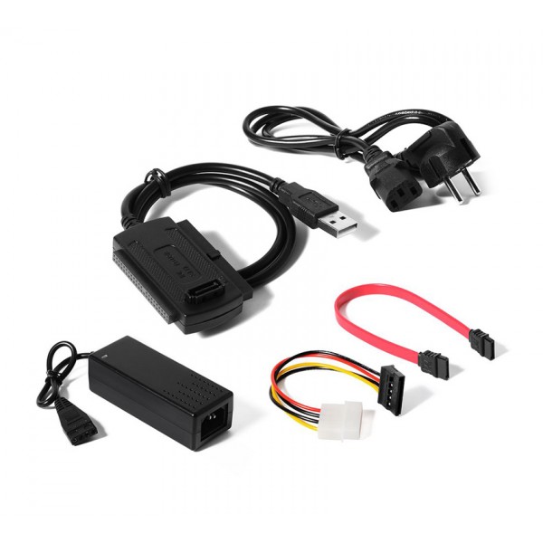 POWERTECH Converter USB 2.0 σε IDE & SATA CAB-U122, με τροφοδοσία, 0.8m - Εσωτερικά PC