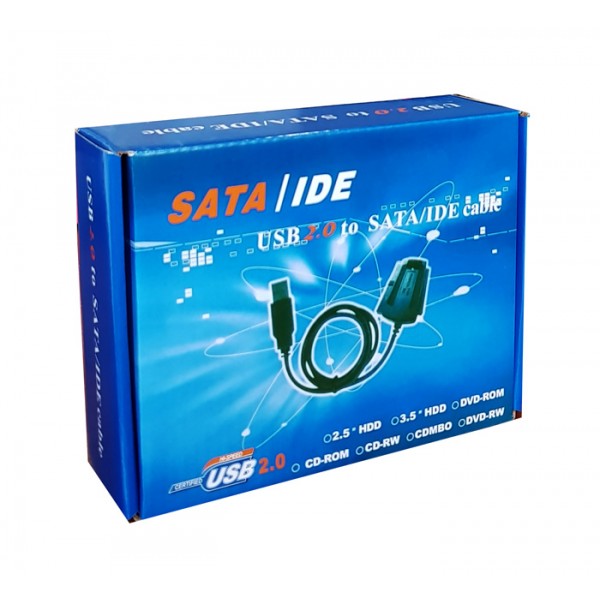 POWERTECH Converter USB 2.0 σε IDE & SATA CAB-U122, με τροφοδοσία, 0.8m - Εσωτερικά PC