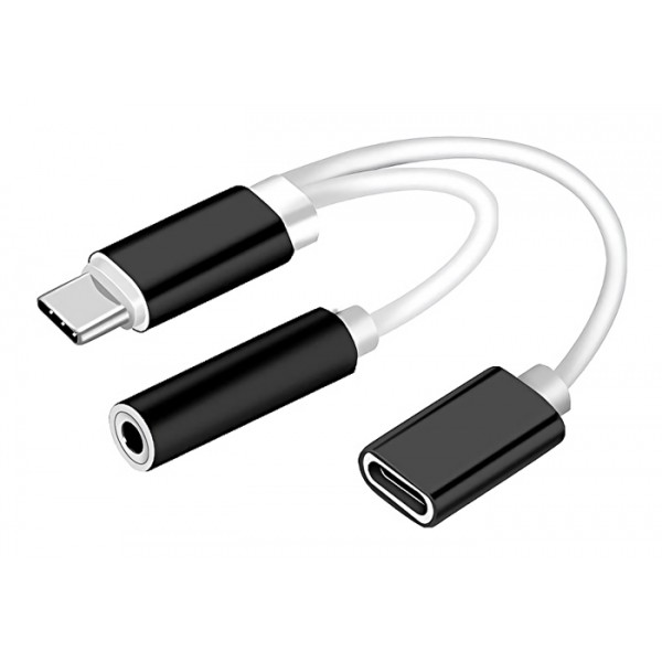 POWERTECH αντάπτορας USB-C σε USB-C & 3.5mm θηλυκό CAB-UC030, λευκός - Powertech