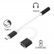 POWERTECH αντάπτορας USB-C σε USB-C & 3.5mm θηλυκό CAB-UC030, λευκός