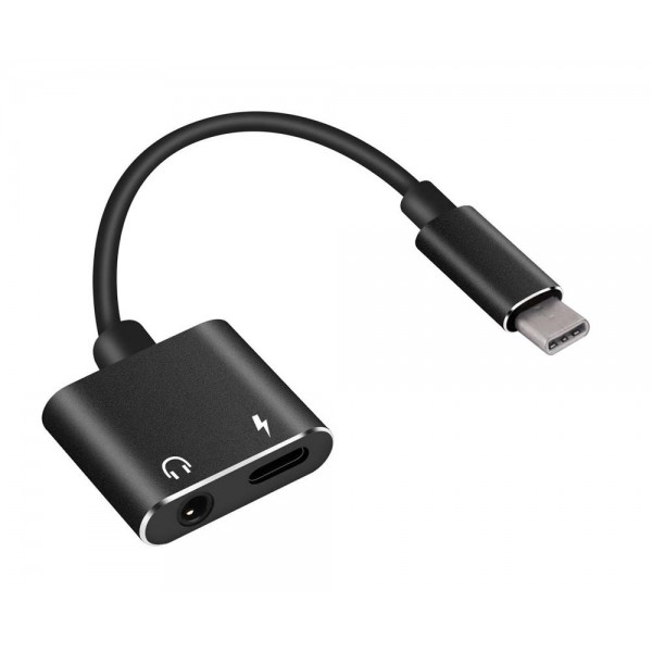 POWERTECH αντάπτορας USB-C σε USB-C & 3.5mm θηλυκό CAB-UC031, μαύρος - Powertech