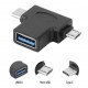 POWERTECH αντάπτορας USB σε USB-C & Micro USB CAB-U117, 5Gbps, μαύρος