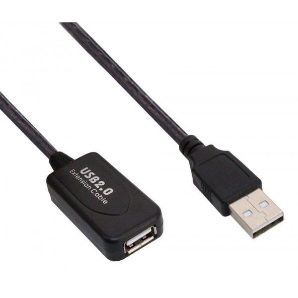 POWERTECH καλώδιο προέκτασης USB CAB-U041, ενισχυτής, 480Mbps 10m, μαύρο - USB