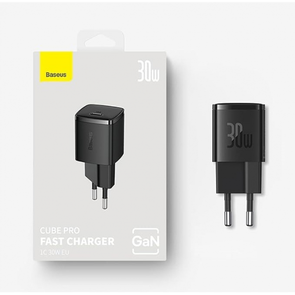 Baseus Φορτιστής Χωρίς Καλώδιο 30W USB-C GaN charger - Black - Φορτιστές Κινητών