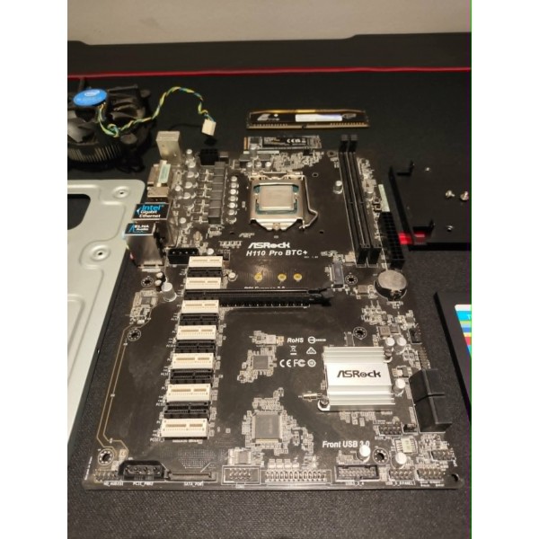 Μεταχειρισμένο Σετ Mining Rig με ASRock H110 Pro BTC+,  Intel Celeron G3900, 4GB DDR4, M.2 120GB, SSD 120GB - 