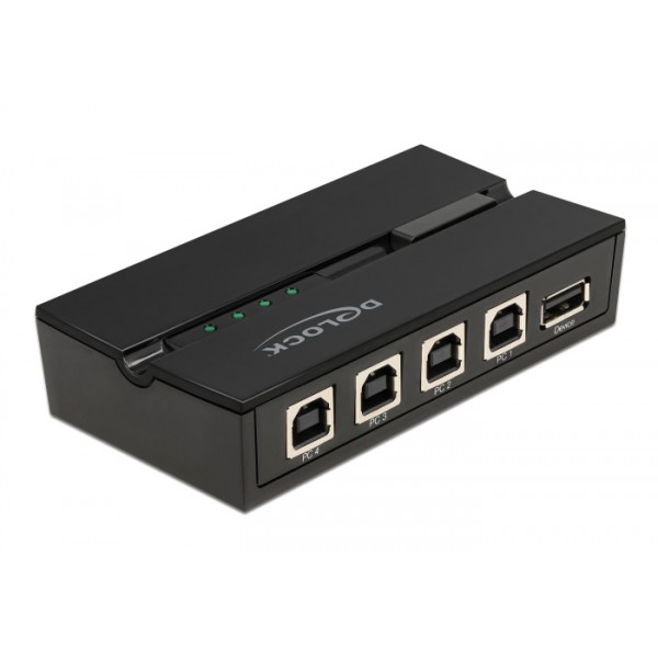 DELOCK USB 2.0 switch 11493, 4x USB Type B σε USB, με μαγνήτη, μαύρο