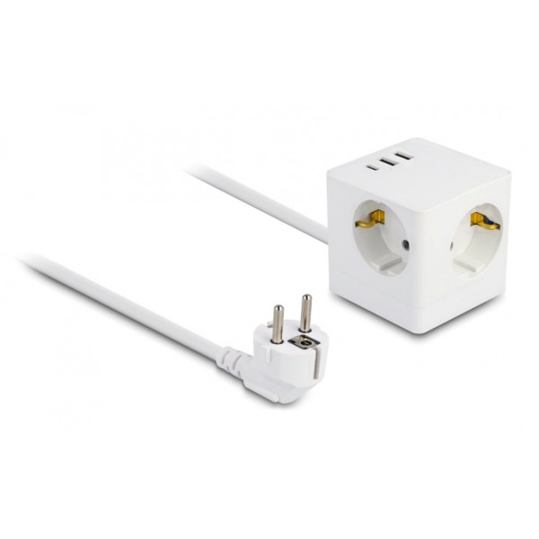 DELOCK πολύπριζο 11497, 3x schuko, USB-C & 2x USB, 16A, 1.5m, λευκό - Σύγκριση Προϊόντων