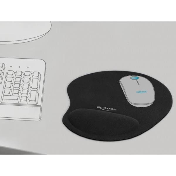 DELOCK mousepad 12040 με gel στήριγμα καρπού, 230 x 202mm, μαύρο - Σύγκριση Προϊόντων