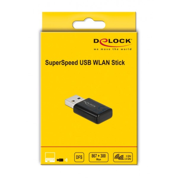 DELOCK ασύρματος USB αντάπτορας 12550, 867Mbps, 2,4/5GHz Wifi, DFS