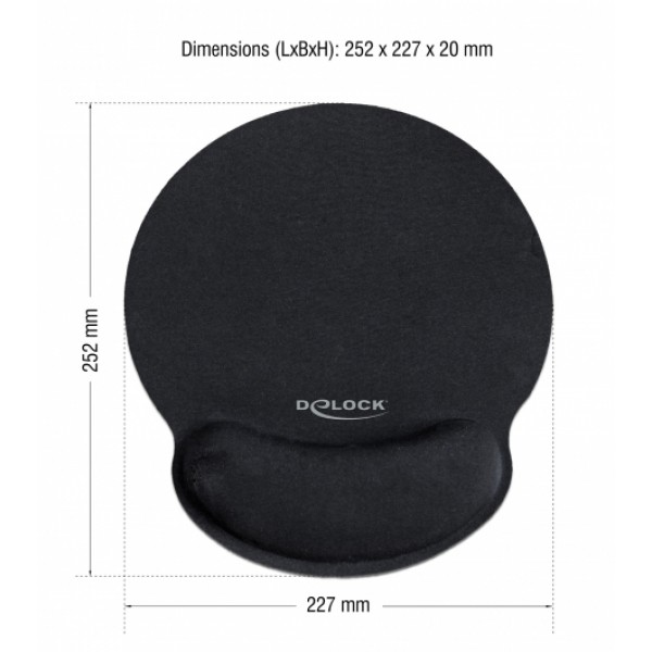 DELOCK Mousepad 12559 με στήριγμα καρπού, 252 x 227mm, μαύρο - Σύγκριση Προϊόντων