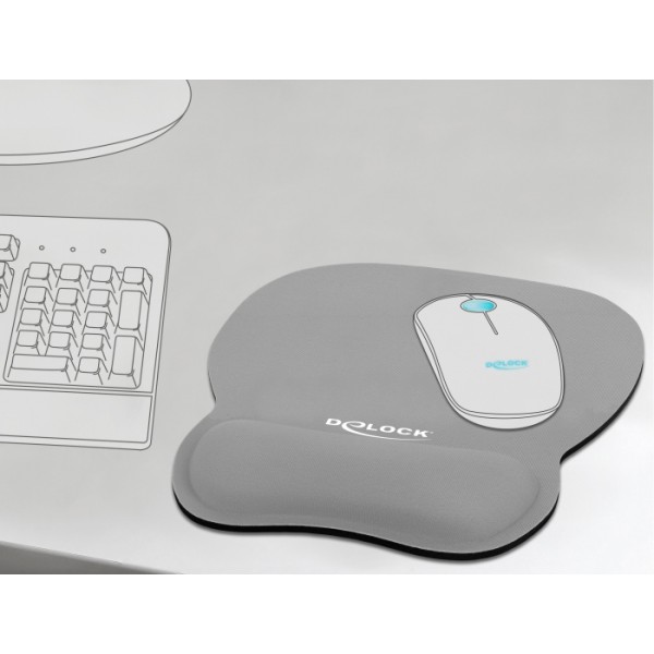 DELOCK Mousepad 12698 με στήριγμα καρπού, 245x206 mm, γκρι - Σύγκριση Προϊόντων