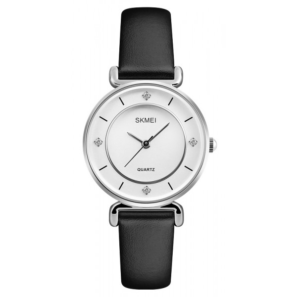 SKMEI γυναικείο ρολόι 1330LSI με δερμάτινο λουρί, 36mm, 3 ATM, ασημί - SKMEI