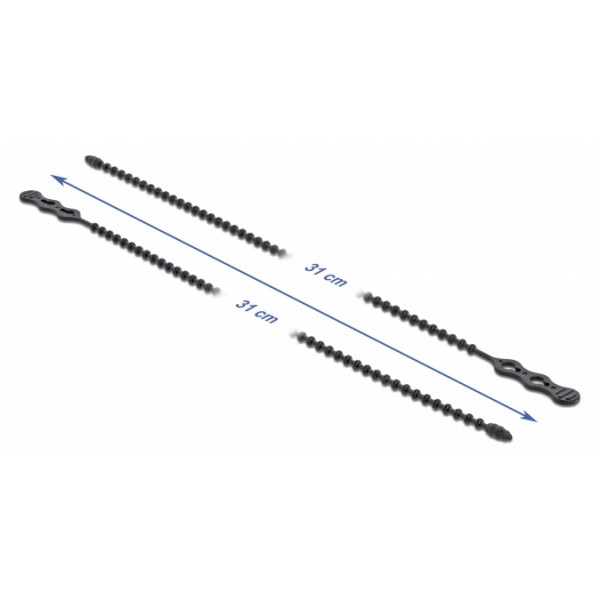 DELOCK reusable δεματικά καλωδίων 18967, 310x4.5mm, μαύρα, 10τμχ - DeLock