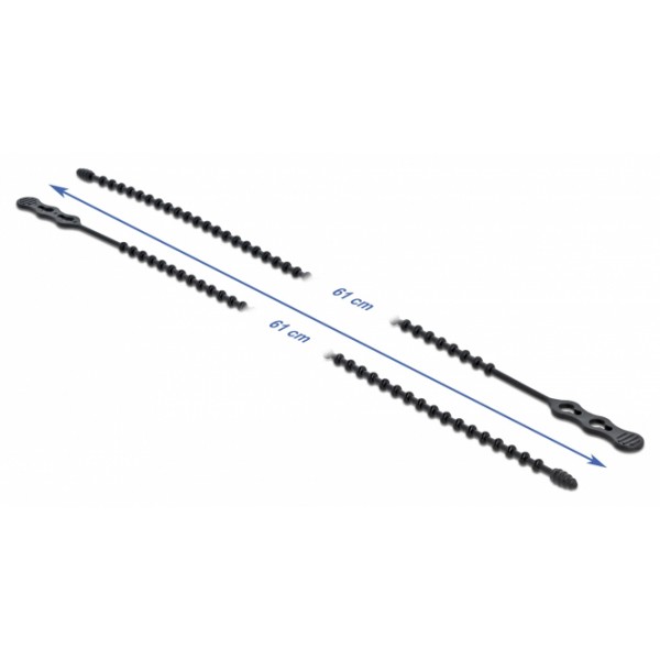 DELOCK reusable δεματικά καλωδίων 18969, 610x6.5mm, μαύρα, 10τμχ