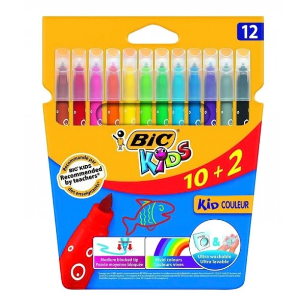 BIC σετ χρωματιστών μαρκαδόρων ζωγραφικής 216010322 KID Couleur, 12τμχ - BIC
