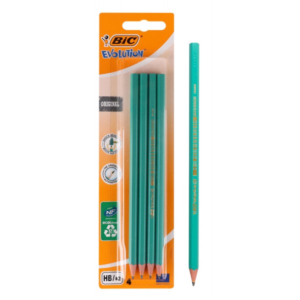 BIC μολύβι γραφίτη 2168902762 Evolution, εξάγωνο, HB, πράσινο, 4τμχ - BIC