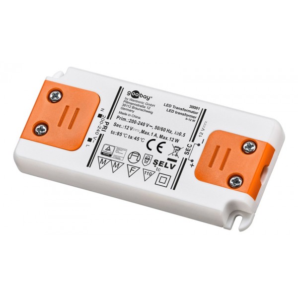 GOOBAY μετασχηματιστής LED 30001, 12V, 12W, IP20