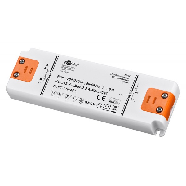 GOOBAY μετασχηματιστής LED 30003, 12V, 30W, IP20