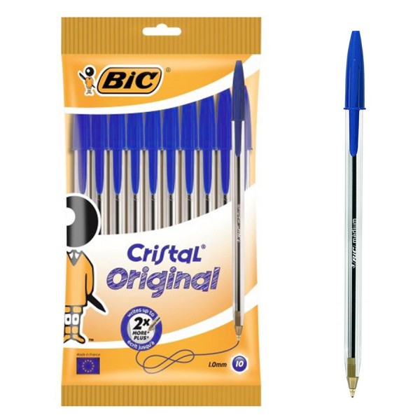 BIC στυλό διαρκείας Cristal με μύτη 1mm, μπλε, 10τμχ - BIC
