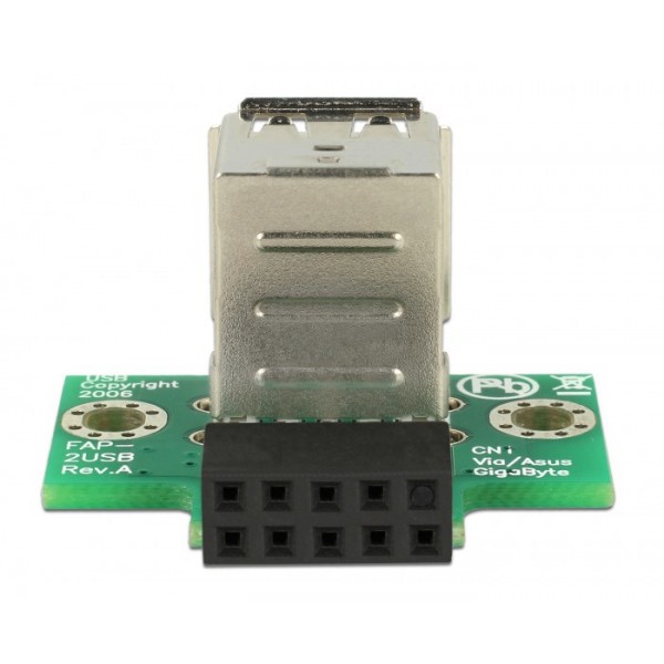DELOCK αντάπτορας USB 2.0 9 pin header (F) σε 2x USB (F) 41429, 2.54mm