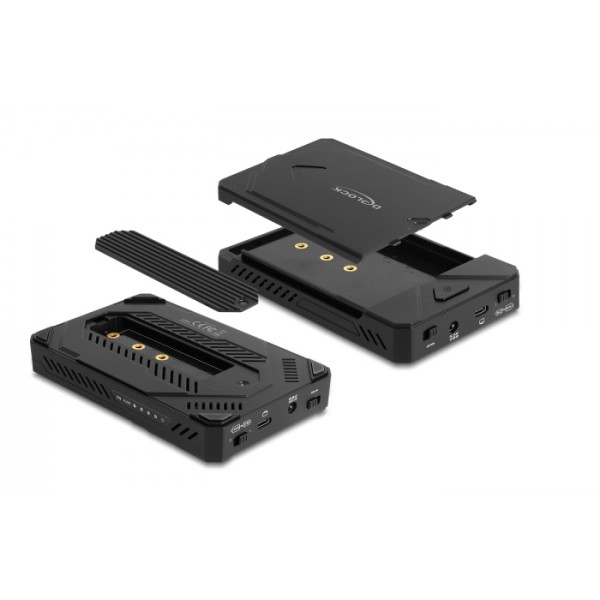 DELOCK θήκη για M.2 & 2.5" SATA SSD/HDD 42020, USB-C, λειτουργία κλώνου - Θήκες & Trays Σκληρών Δίσκων