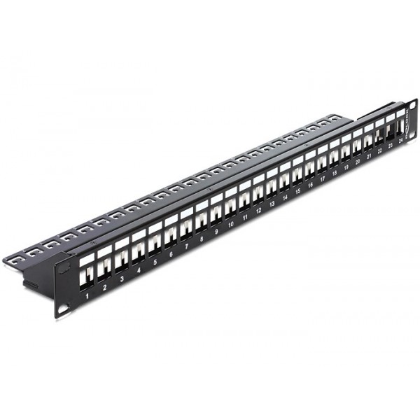 DELOCK Keystone Patch Panel, για 19" rack, 24 ports, μαύρο - Εξοπλισμός IT