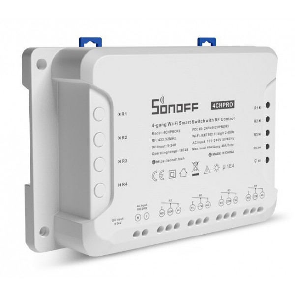 SONOFF Smart Διακόπτης 4CH PRO R3, 4 θέσεων, 40A, RF control, λευκός - Ηλεκτρολογικός εξοπλισμός