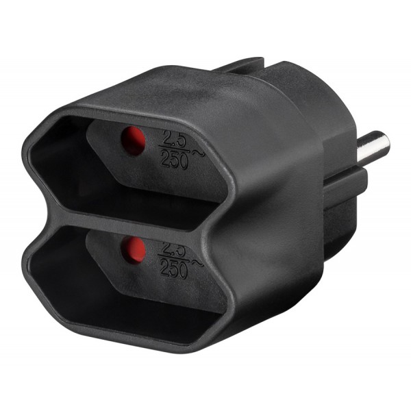 GOOBAY αντάπτορας ρεύματος 51002, 2x Euro, 230V 2.5A, μαύρος - Πολύπριζα Ρεύματος
