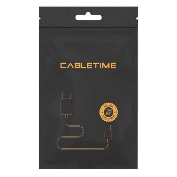 CABLETIME καλώδιο USB Type-C C160, PD100W, 5A, 2m, μαύρο