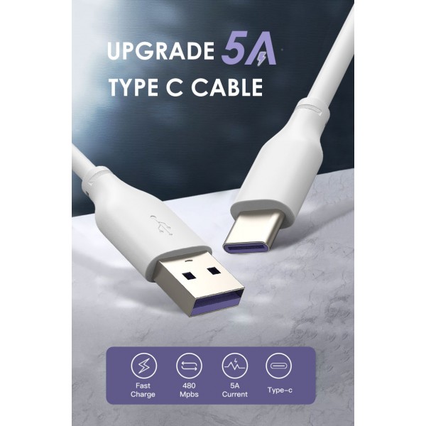 CABLETIME καλώδιο USB 2.0 σε USB Type-C C160, 5A, 1m, λευκό - CABLETIME