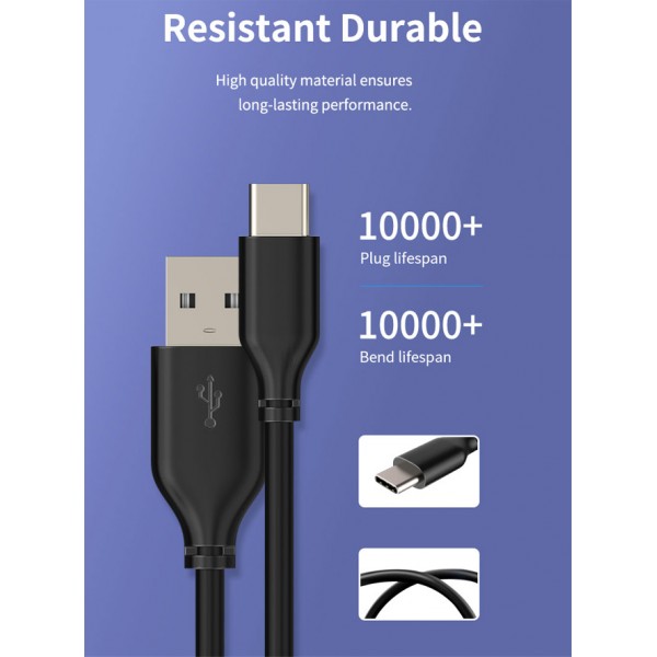 CABLETIME καλώδιο USB 2.0 σε USB Type-C C160, 5V 3A, 0.25m, μαύρο - CABLETIME