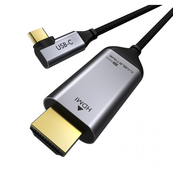 CABLETIME καλώδιο USB-C 90 Degree σε HDMI C160, Coaxial, 4K, 1.8m, μαύρο - CABLETIME