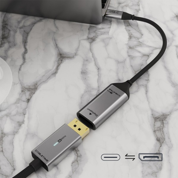 CABLETIME αντάπτορας USB-C σε DisplayPort C160, 4K/60HZ, 0.15m, μαύρος - CABLETIME