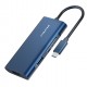 CABLETIME docking station C160, USB-C, 7-ports, 4K, 0.15m, μπλε