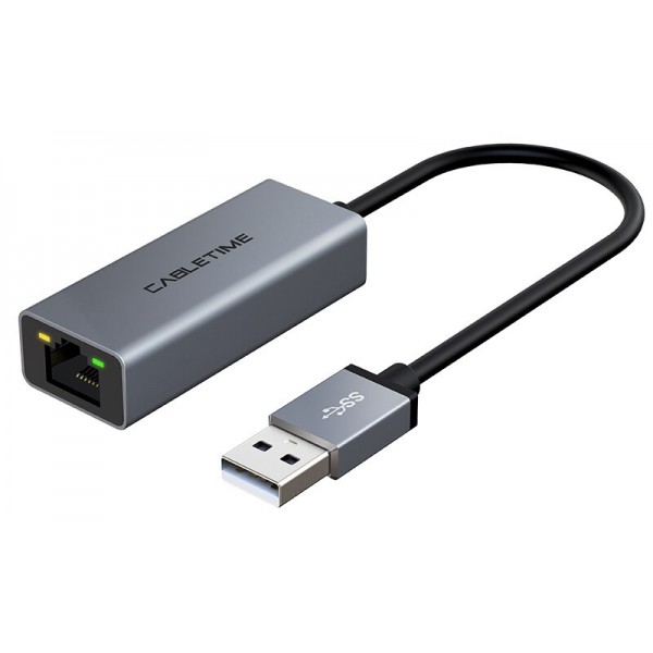 CABLETIME αντάπτορας USB 2.0 σε RJ45 AML100, 100Mbps, 0.15m, γκρι - Δικτυακά