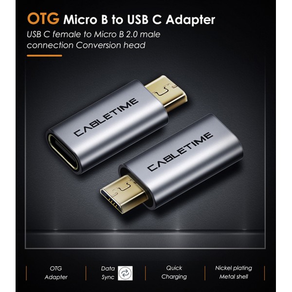 CABLETIME αντάπτορας OTG Micro USB σε USB Type-C C160, γκρι - Σύγκριση Προϊόντων