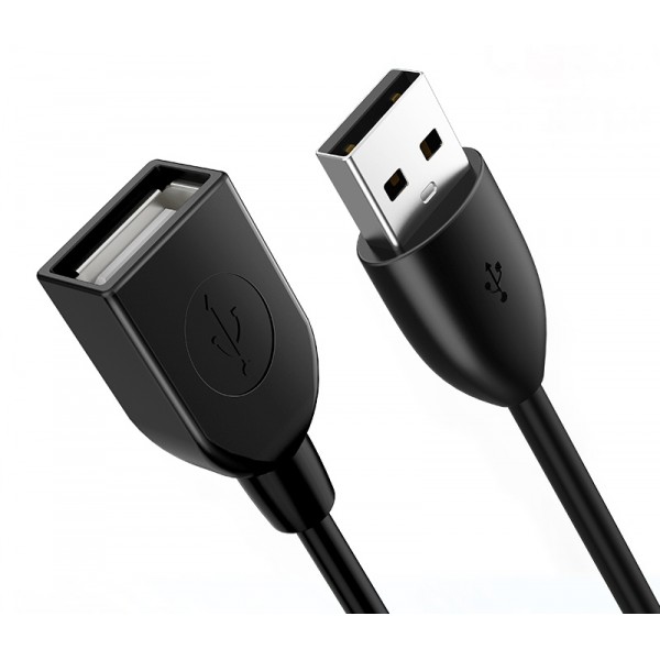 CABLETIME καλώδιο USB 2.0 αρσενικό σε θηλυκό C160, 3A, 0.5m, μαύρο - USB